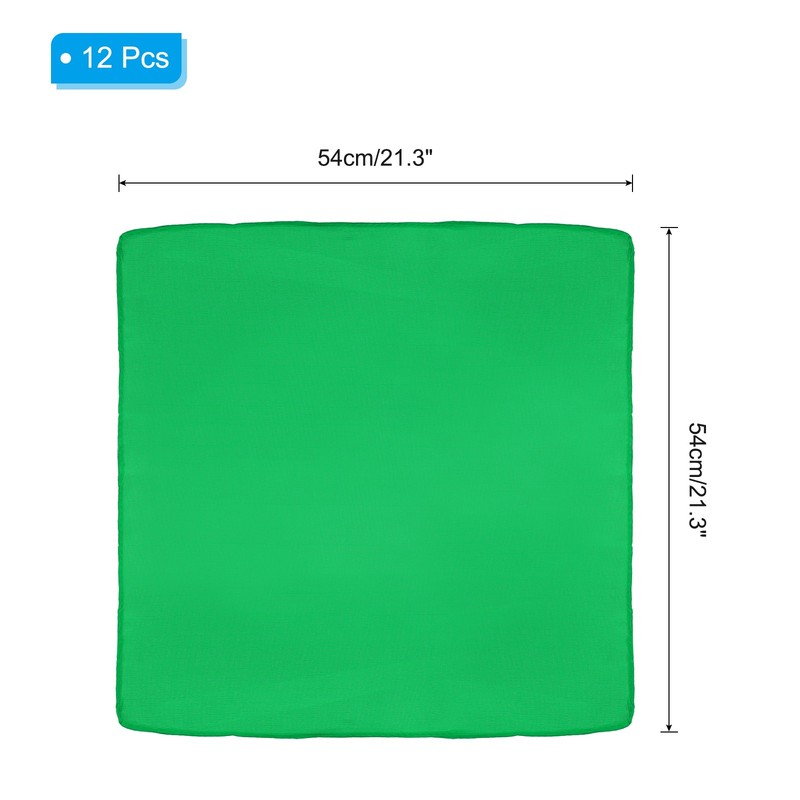 12Pcs 21"x21" Large Solid Color Bandanas Bulk Blank Head Bandannas Grass Green gallery