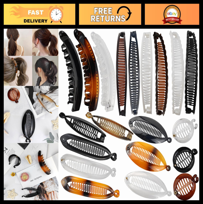 20PCS Banana Hair Clips – Classic Ponytail Holders, 7 Styles for Women & Girls