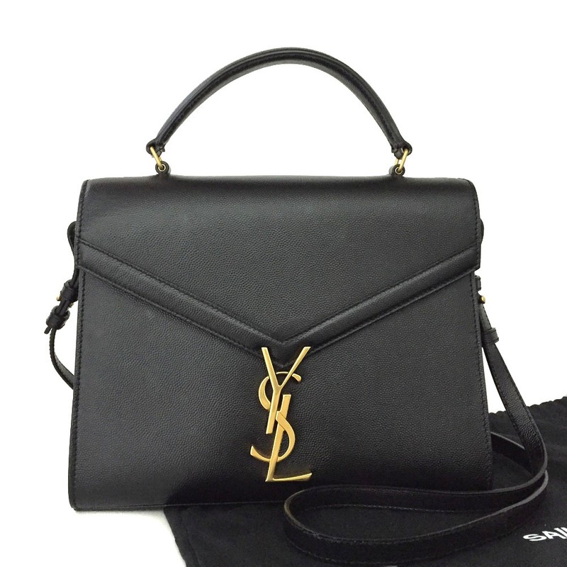 EGA Saint Laurent Cassandra Leather 2WAY Top Handle Bag Black/7CC0164