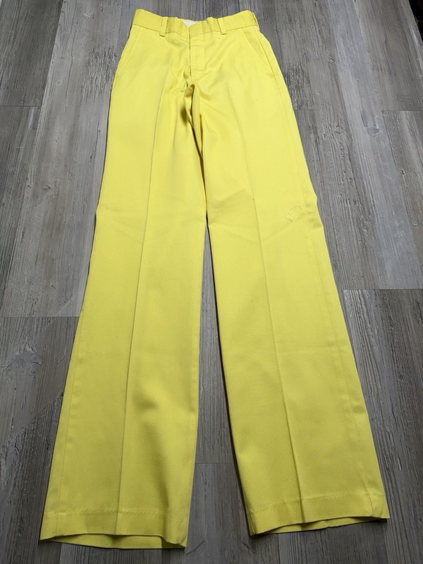 Vintage 70s Mr. Leggs Trousers Pants 24×34 Yellow Scovill Zipper Western Dance