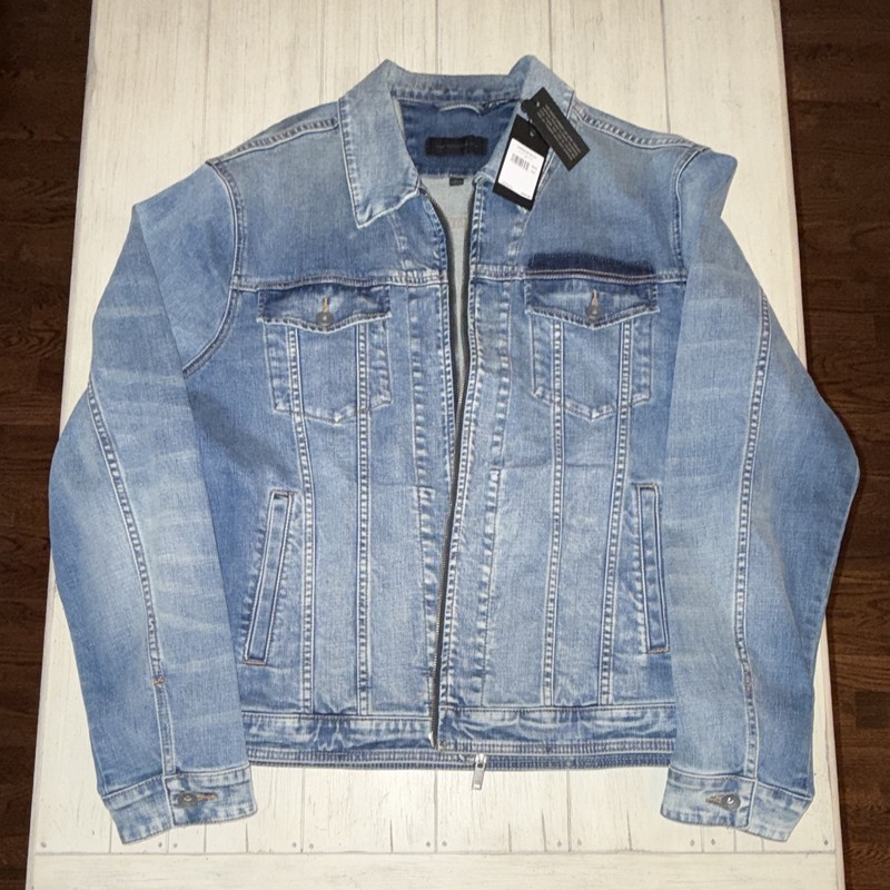 John Varvatos U.S.A. Men’s Blue Denim Jacket XXL Regular Fit Full Zip Pockets