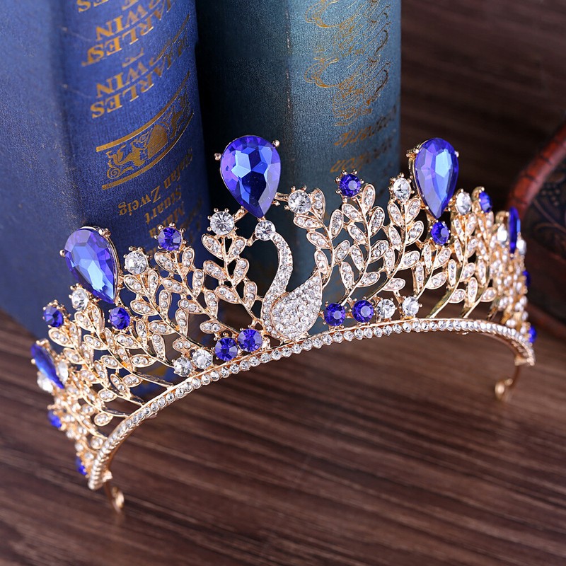 7cm Tall 6 Colours Swan Crystal Wedding Bridal Queen Princess Prom Tiara Crown