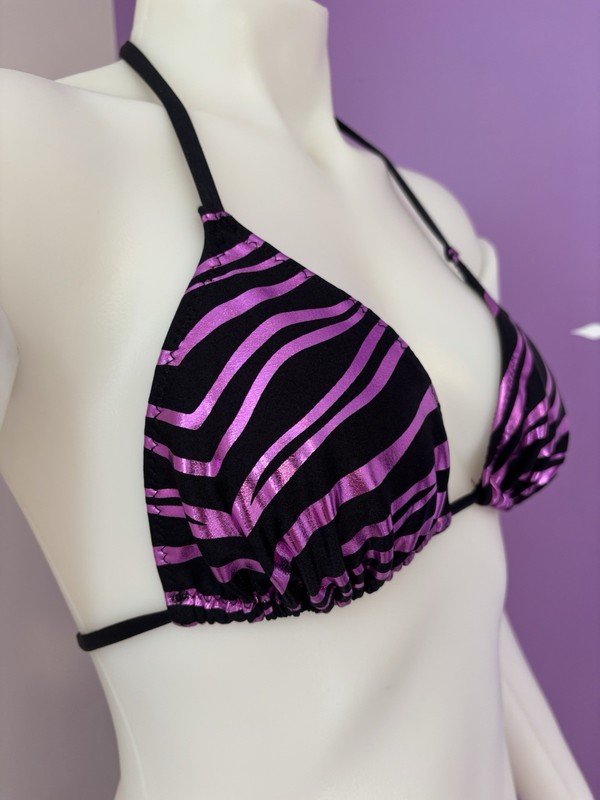 Metallic Zebra Rave / Dancewear Top Size Large Purple & Black Brand New