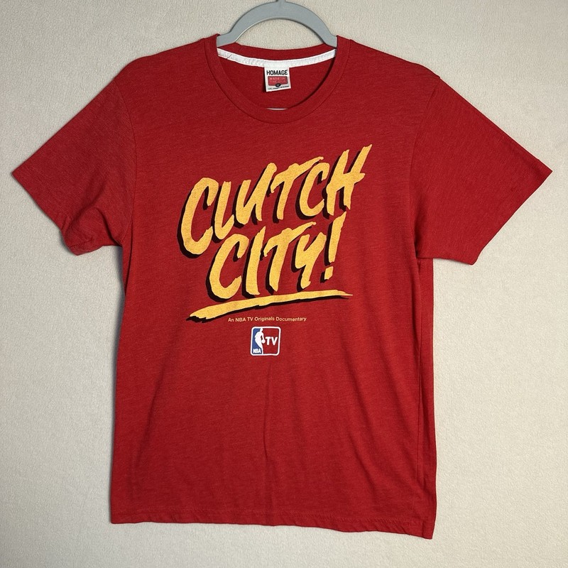 Vtg Houston Rockets T Shirt NBA TV Red Graphic Clutch City Short Sleeve Mens M