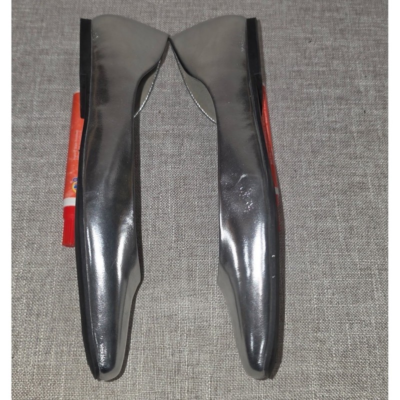 Worthington Faith Metallic Silver Square Toe Flats Womens 8M 018-1032 gallery