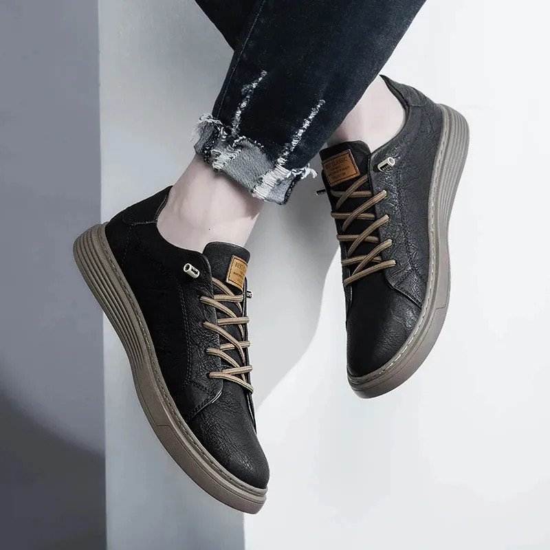 Italian Genuine Leather Casual Sneaker Men Outdoor Jogging Office Dress Shoes gallery