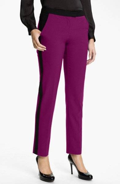 Vince Camuto Size 10 Women’s Sweet Plum Purple/Black Color-block Pants New