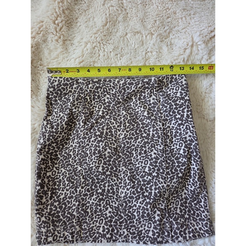 Free People Modern Femme Novelty Mini Denim Skirt In Leopard Print Zip Skirt gallery