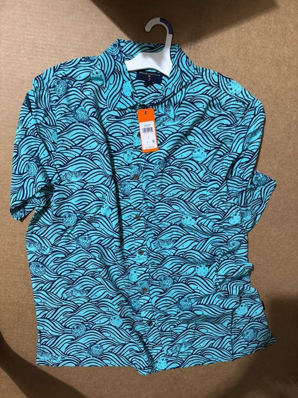 Margaritaville Men’s Casual Shirt SZ By L Button Down Ocean Tropical Aloha Shirt