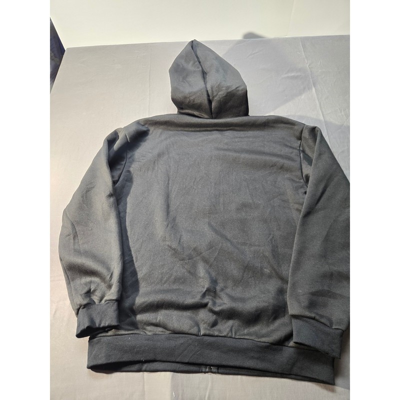 Romwe Mens XL Black Graphic Zip Up Hoodie Gothic Streetwear Sweatshirt NEW gallery