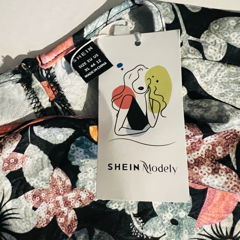 SHEIN Modely Floral Print Ruffle Sleeve Oversized Fit Dress Size XL NWT Multi gallery