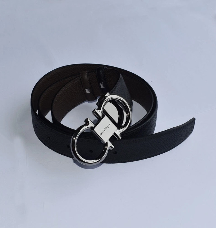 Ferragamo Reversible Adjustable 120cm Belt Gunmetal Horseshoe Buckle Men