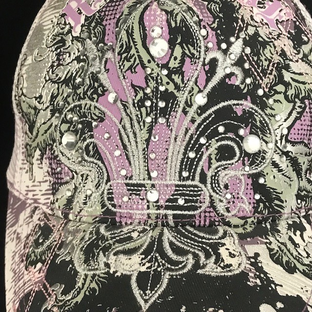 CHIC PURPLE FLEUR-DE-LIS BLING TRUCKER CAP MESH-BACK RAMPAGE BY L.O.G.A. FASHION gallery