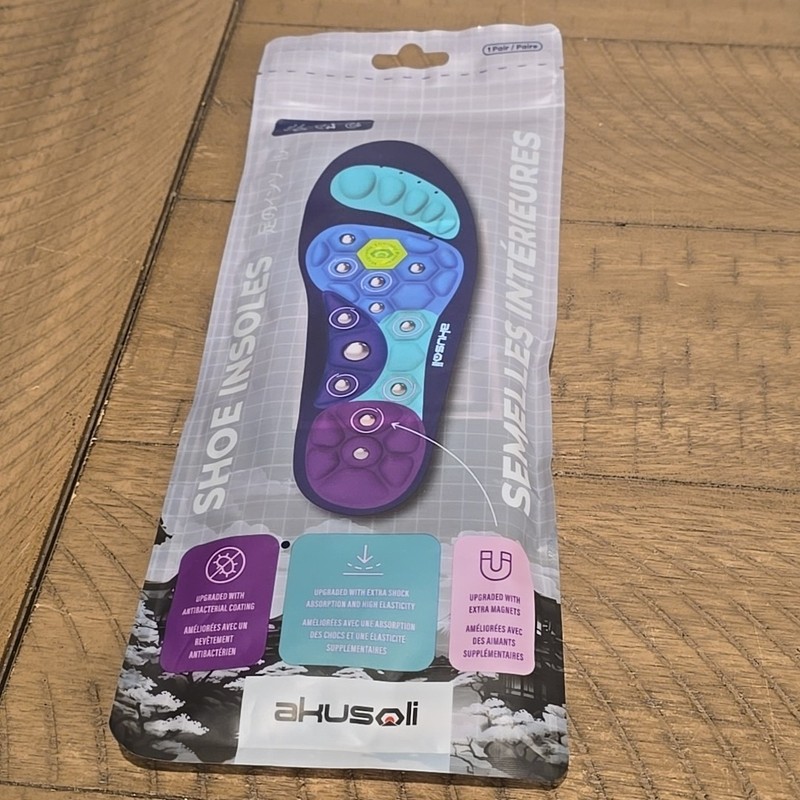 AKUSOLI Magnetic Shoe Insoles. Arch Support for Plantar Fasciitis S/M new