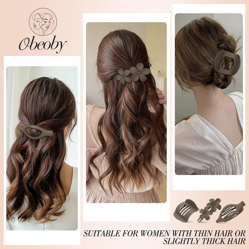 Obeoby 10 Pcs Flat Hair Clips for Women, 3 Styles French Flat Claw Clips for Thi gallery