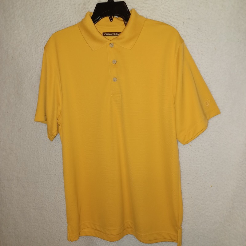 Cubavera Men’s Medium Gold Earth Textured Polo Shirt Knit Short Sleeves (GV)