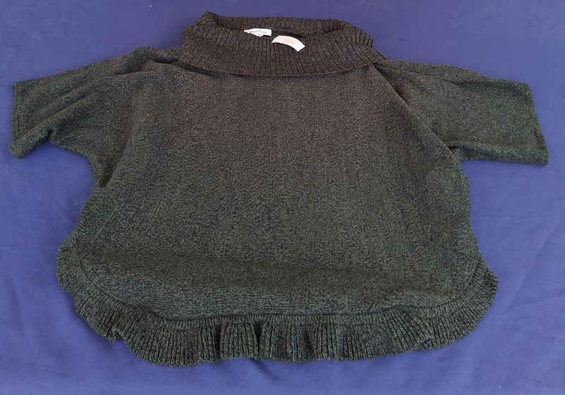 Studio Works Macys Short Sleeve Cowl Neck Sweater Ruffle Hem Size Large NWT