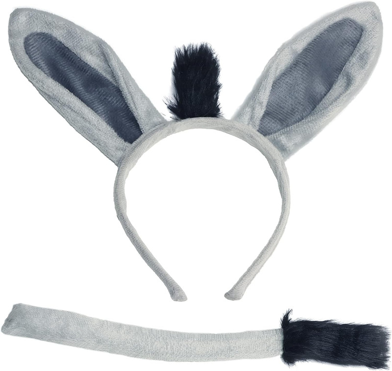 Donkey Costume Accessory Set - Ears Headband, Tail, Nose & Bow Tie (4 Pieces) gallery