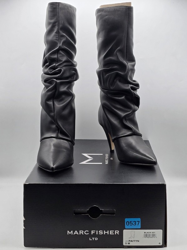 Marc Fisher LTD Women’s Paityn Mid Calf Boot, Black Leather – Sz 5 M – NEW