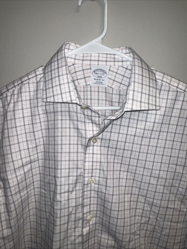 Brooks Brothers 1818 Regent Plaid Dress Shirt Mens 16 1/2 4/5 Long Sleeve