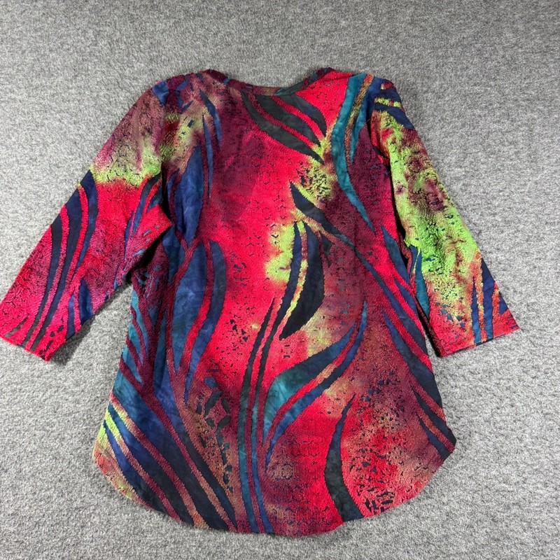 Caleesa 3/4 Sleeve Top Shirt Womens M Multi-color Abstract Wavy Textured gallery