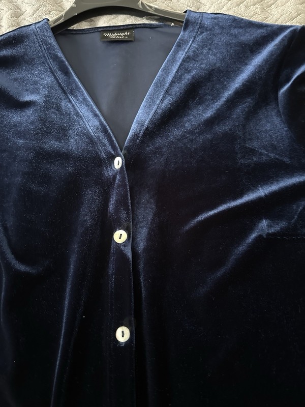 VELVET LONG LIGHTWEIGHT UNLINED COAT SIZE 14 Slim gallery