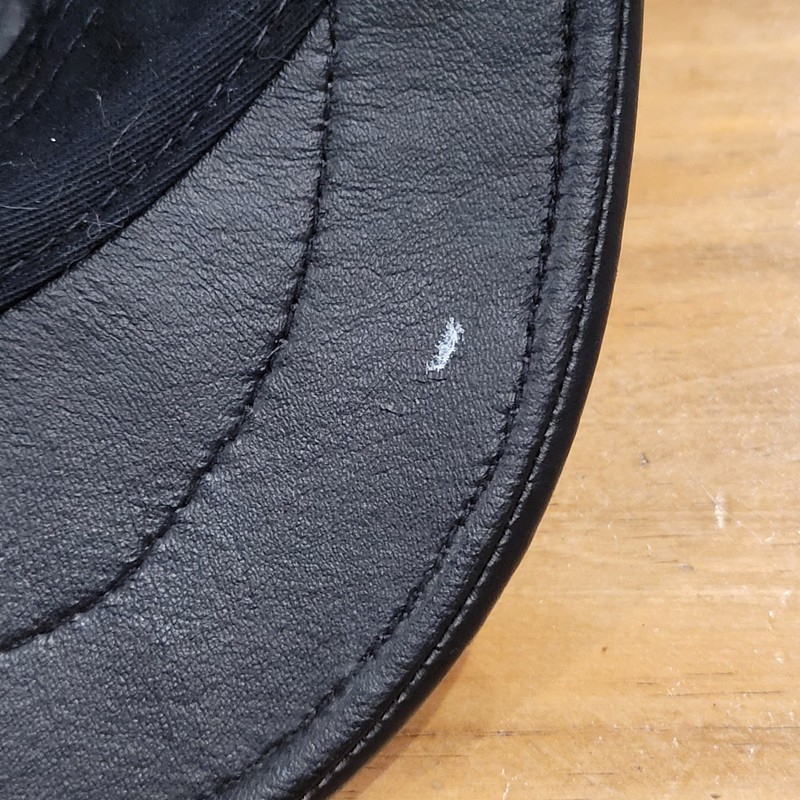 Vtg Black Leather Greek Fisherman Hat Medium Made in USA Mariner Biker Cap M gallery