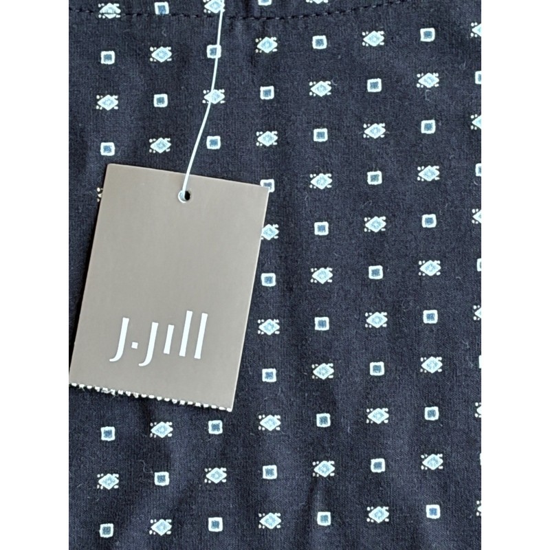 J. Jill Wearever Diamond Dot Top Womens Large Black White 3/4 Sleeve Boat Neck gallery
