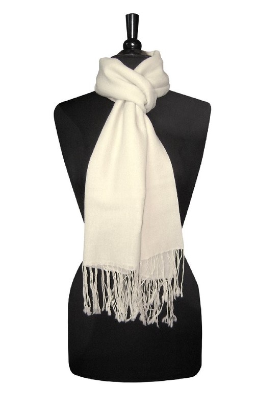 Biagio 100% Wool Pashmina Solid Scarf CREAM Color Womens Shawl Wrap Scarves gallery