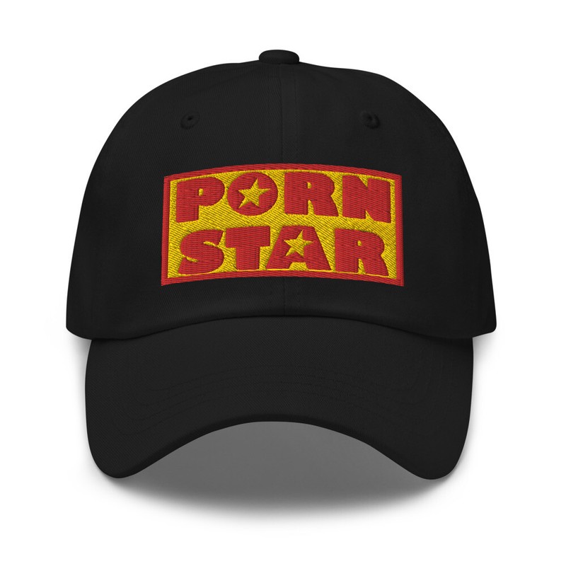Porn Star Logo Embroidered Baseball Cap Red and Yellow Dad hat