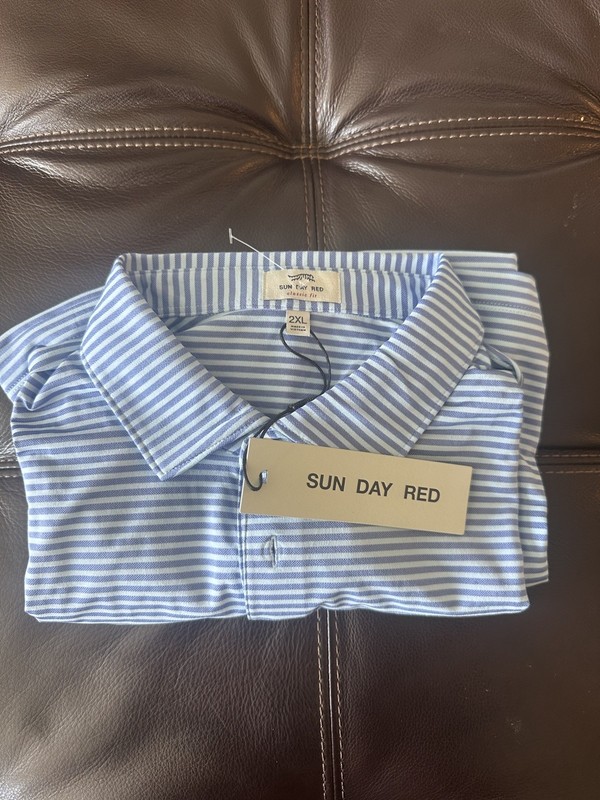 Sun Day Red Cypress Micro Stripe Polo Denim Blue Comfort Fit 2XL Masters Polo gallery