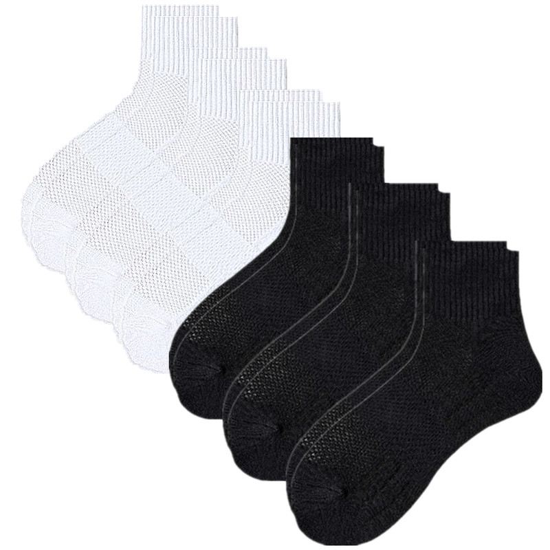 6 Pairs Set Men's Black Ankle Socks Sports Crew Solid Socks Cotton Socks gallery