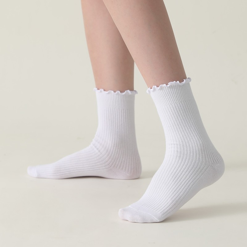 6-Pair Cotton Ruffle Frilly Crew Socks Womens Turn Cuff Fashion Cute gallery