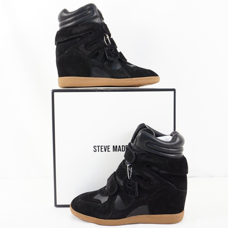 Steve Madden Mavis Suede Hidden Wedge Sneaker Boot In Black – Women’s Size 10
