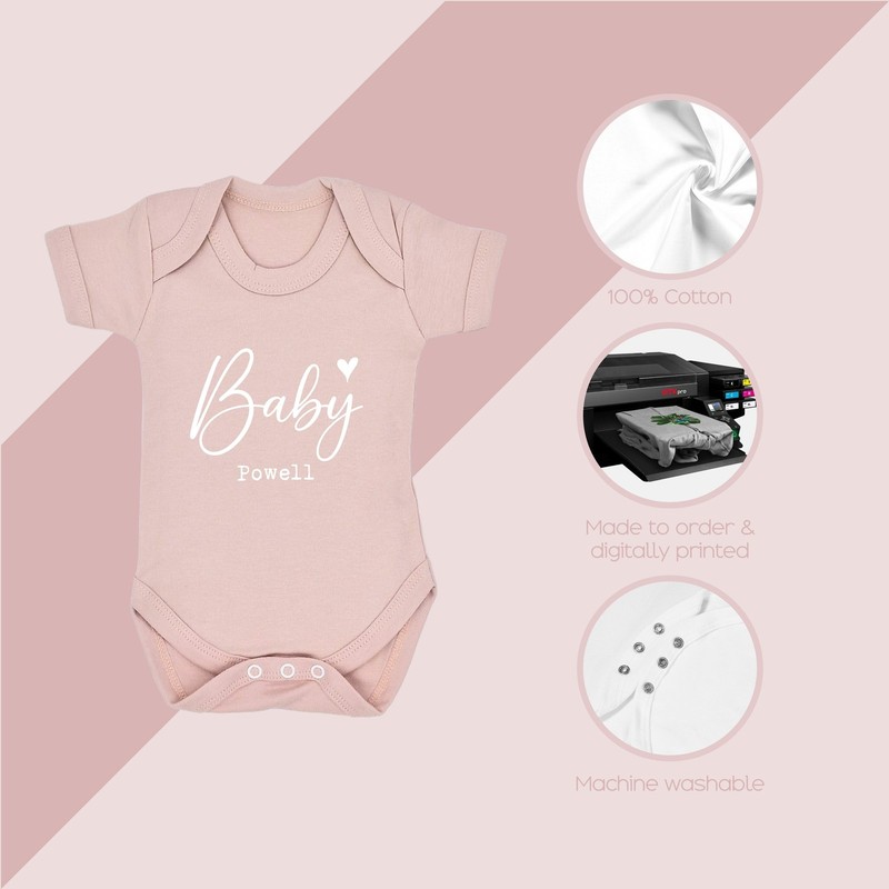 Personalised Baby Name Pink Babygrow With Optional Matching Accessories gallery