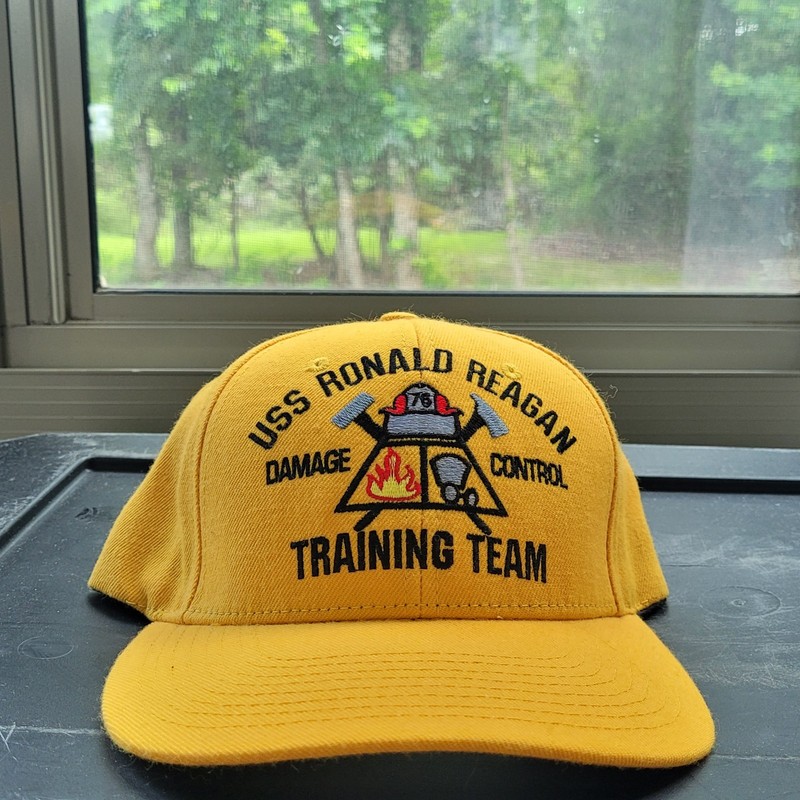 USS Ronald Reagan Damage Control Training Team Yellow Cap Hat Made in USA CORPS