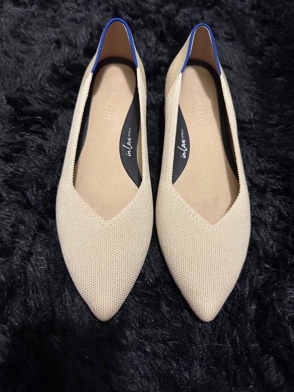 Rothys The High Point Womens Size 8.5 US Sandstone Beige Knit Block Heels Shoes