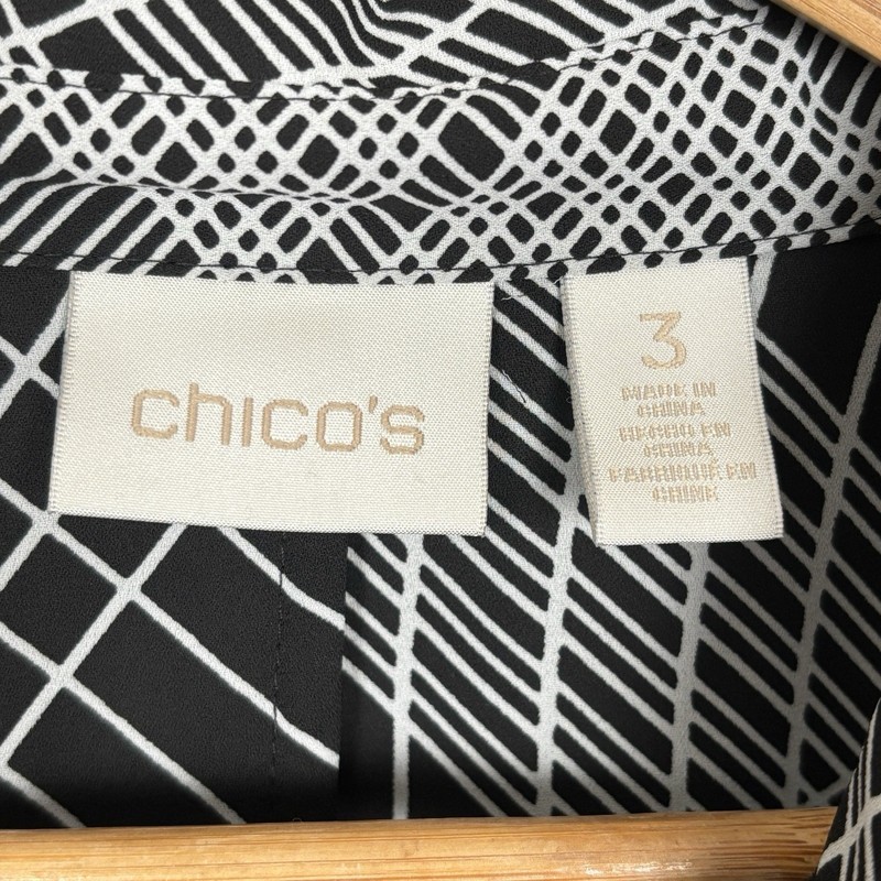 Chicos Sheer Oversized Geometric Print Tunic Top Womens 3 Asymmetric Lagenlook gallery