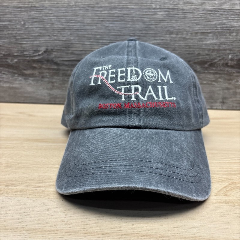 Freedom Trail Hat Cap Strap Back Gray Boston Massachusetts Paved With History