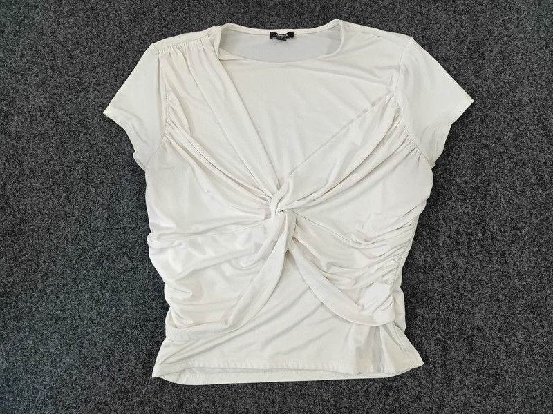 Express Body Contour Compression Crew Neck Twist Front Tee White