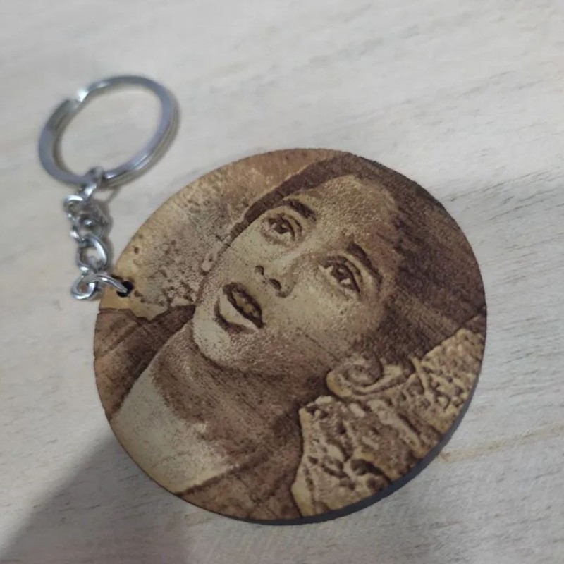 Personalized Wooden Photo Keychain Custom Engraved Picture Key Ring Gift