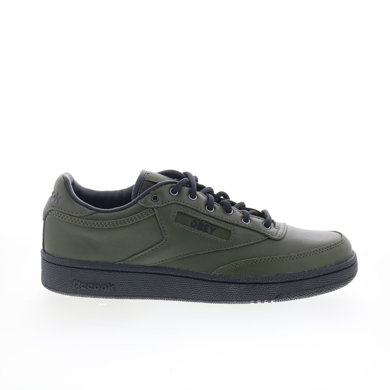 Reebok Club C 85 Obey Mens Green Leather Lace Up Lifestyle Sneakers Shoes