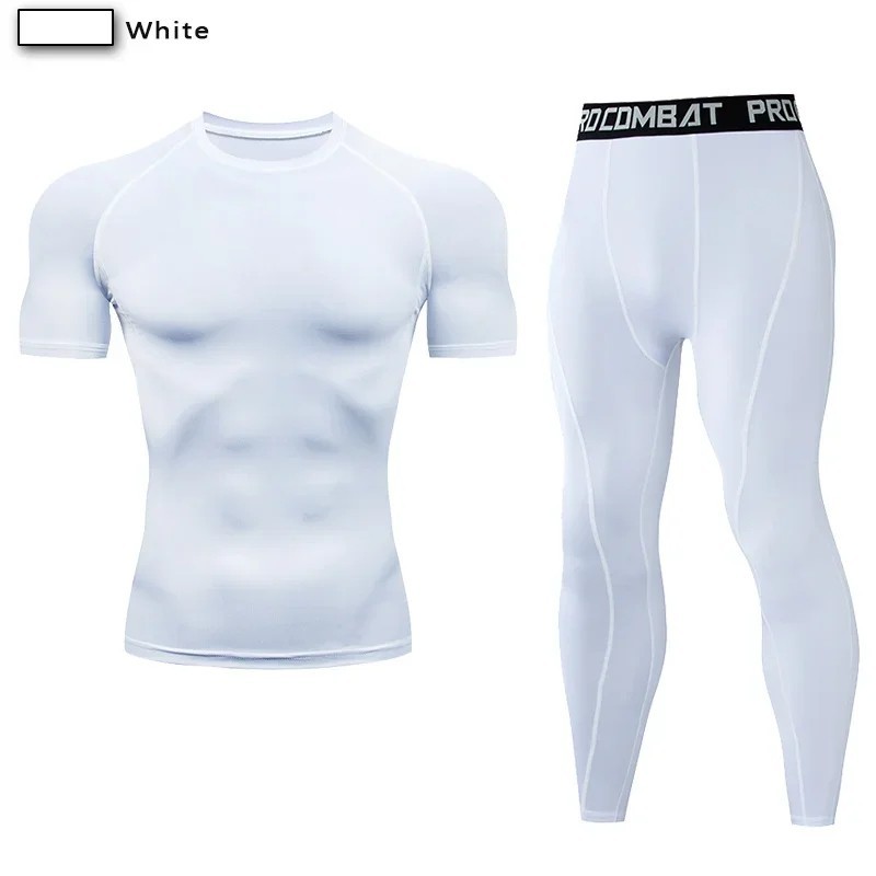 2Pcs Men Compression Sportswear Suit Elastic Training Yoga Sets Fitness Clothing gallery