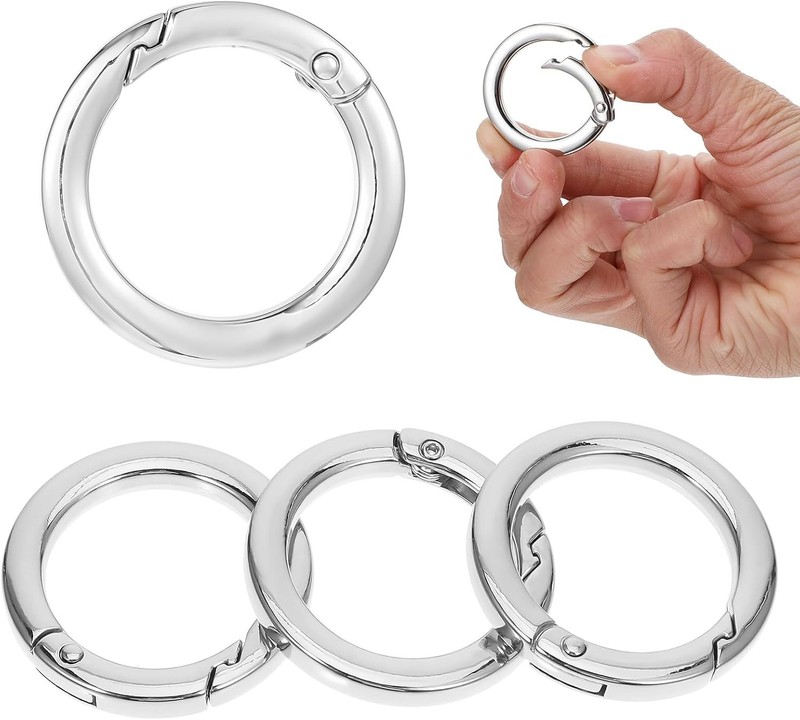 4 Silver Metal O Ring for Purse Strap – 1 Inch Round Spring Ring Clasp for Handb