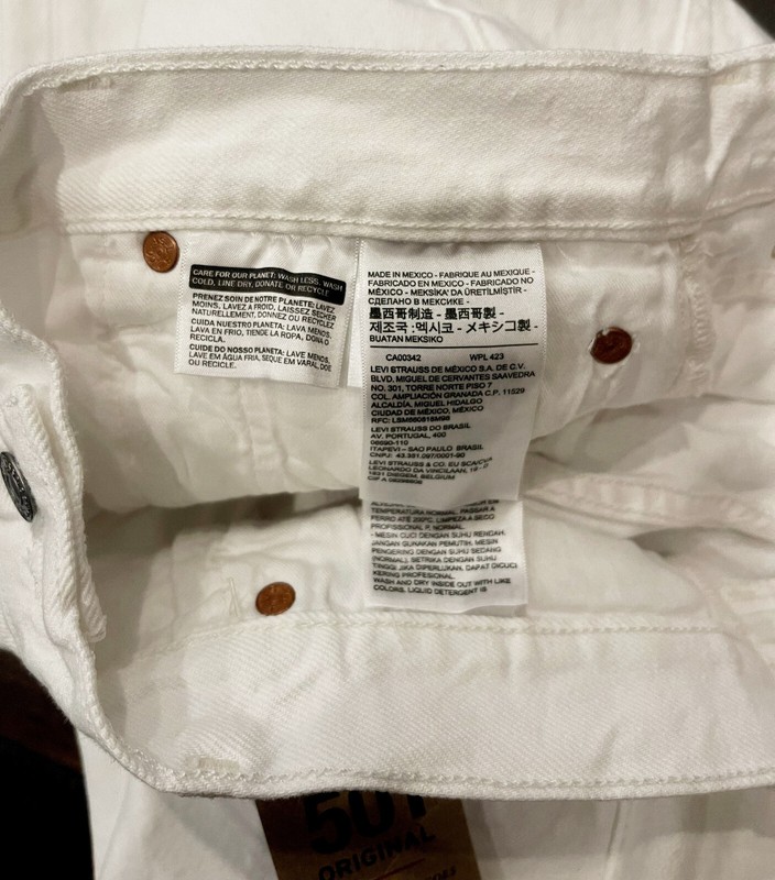 Levi's 501 Original Fit Mens Jeans 33X32 White W33L32 Levis 100% Cotton #0651 gallery