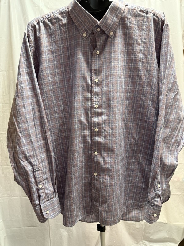 Peter Millar Collection XL Plaid Button Down Shirt Blue Burgundy Cotton