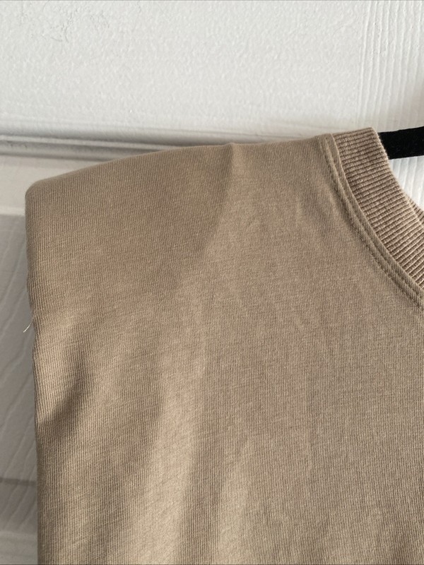 Aaron Amber Shoulder Pad Muscle Tee Tank Womens Size S Tan Beige Cotton Clean gallery