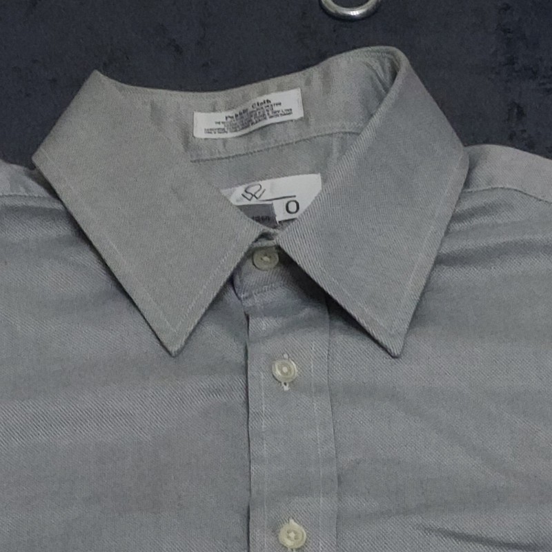 ENRO Mens Gray Solid Dress Shirt Cotton Poly Pocket Button Up 16.5 35-36 Tall