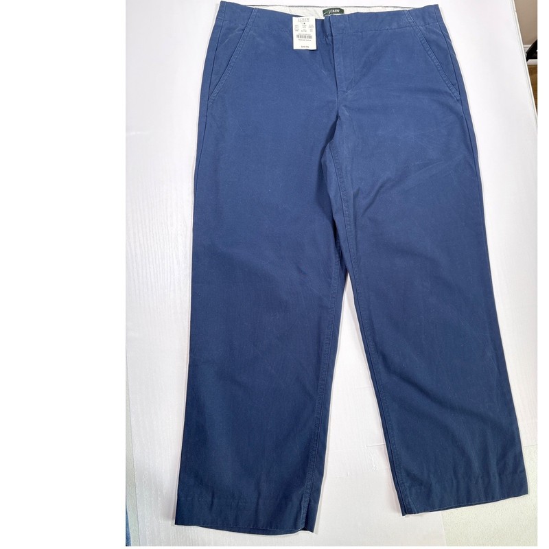 J.Crew Factory Womens Ink Navy Blue 100% Cotton Wide Leg Chino Pants Size XS NWT