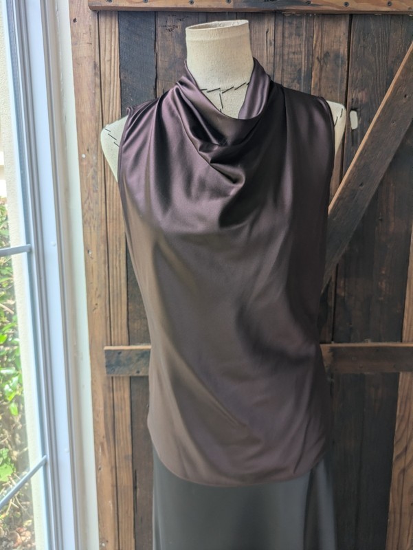 Veronica Beard Espresso Cowl Neck Sleeveless Top